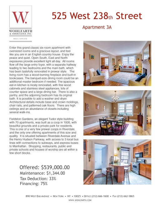 525 W 238 - Show Sheet #3A